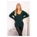 Pletený svetr s výstřihem do V tmavě zelené barvy