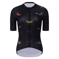 HOLOKOLO Cyklistický dres s krátkým rukávem - DRAGONFLIES ELITE LADY - černá