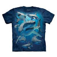 Pánské batikované triko The Mountain - Velký Bílý Žralok - modré