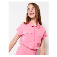 LC Waikiki Lcw Kids Shirt Collar Basic Short Sleeve Girls' Overalls