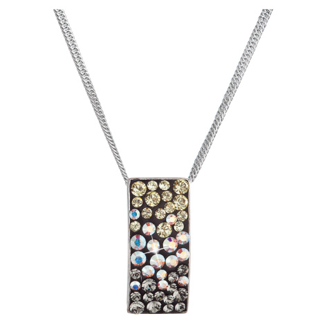 Evolution Group Stříbrný náhrdelník se Swarovski krystaly mix barev měsíční obdélník 32074.3 moo
