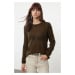 Trendyol Khaki Soft Textured Loose Knit Basic Knitwear Sweater