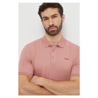 Bavlněné polo tričko HUGO růžová barva, 50466182