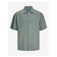 Zelená pánská lněná košile s krátkým rukávem Jack & Jones Faro - Pánské