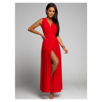 Elegantní červené maxi šaty se zavazováním