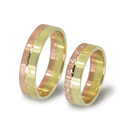 Zlaté snubní prsteny žlutočervené 0102 + DÁREK ZDARMA
