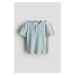 H & M - Bavlněné tričko henley 2 kusy - tyrkysová