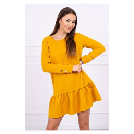 Dress with a flounce mustard Kesi