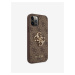 Guess PU 4G Metal Logo Zadní Kryt pro iPhone 12/12 Pro Brown