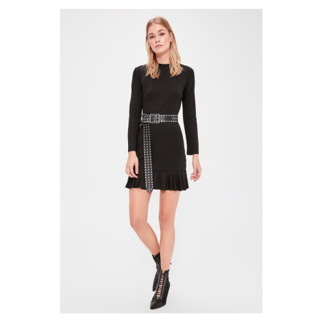 Trendyol Black Skirt Flywheel Knitted Dress