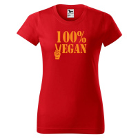 DOBRÝ TRIKO Dámské tričko 100% vegan oranžový potisk Barva: Červená