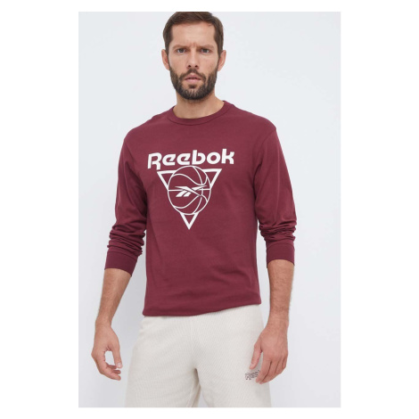 Bavlněné tričko s dlouhým rukávem Reebok Classic Basketball vínová barva, s potiskem