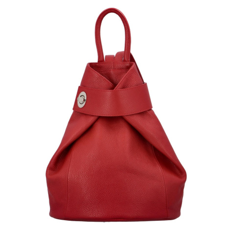 Dámský kožený batůžek tmavě červený - ItalY Vazky