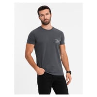 Ombre Streetstyle men's cotton pocket print t-shirt - black