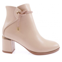 DGN 407 Women's Siler Stone Heeled Boots with Threads and Zippers at the Side.