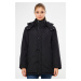 River Club Women's Black Lined Removable Hooded Water And Windproof Winter Coat & Parka