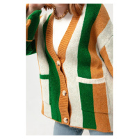 Lafaba Dámský zelený uhlový knoflík Detailní pletený svetr
