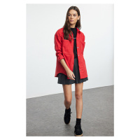 Trendyol Red Double Pocket Oversize/Wide Pattern Cashmere Woven Shirt