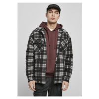 Pánská bunda // Urban classics Plaid Teddy Lined Shirt Jacket black/white