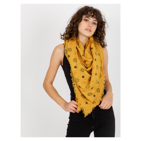 Dámský šátek s potiskem - žlutý Fashionhunters