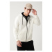Avva White Unisex Sweatshirt Hooded Fleece 3 Thread Zipper Regular Fit