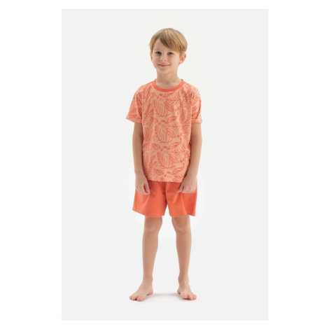 Dagi Orange Boy's Meter Printed Short Sleeve Pajama Set with Shorts
