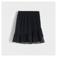 Reserved - Mini sukně s volánovým lemem - Černý