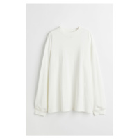 H & M - Žerzejový top's dlouhým rukávem - bílá