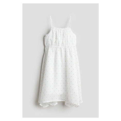 H & M - Asymetrické šifonové šaty - bílá H&M