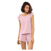 Světle růžové bavlněné krátké pyžamo Cecile