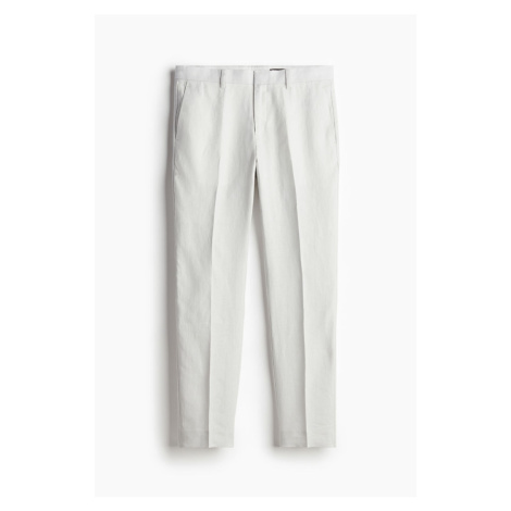 H & M - Lněné společenské kalhoty Slim Fit - šedá H&M
