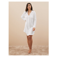 Bílá dámská mušelínová noční košile s fazonovým límcem, z čisté bavlny Marks & Spencer