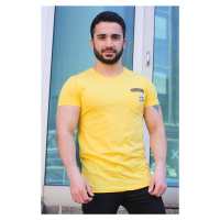 Madmext Crest Detailed Yellow T-Shirt 3025