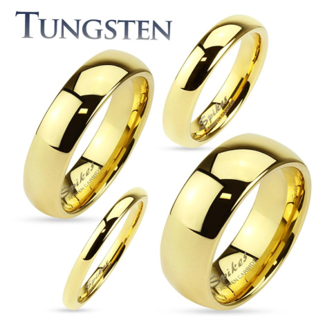 Wolframový prsten zlaté barvy, lesklý a hladký povrch, 2 mm Šperky eshop