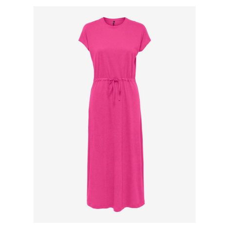 Tmavě růžové dámské basic midi šaty ONLY May