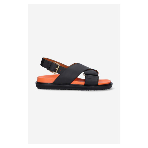 Kožené sandály Marni Fussbett Shoe dámské, hnědá barva, FBMS005201.P3614-brown
