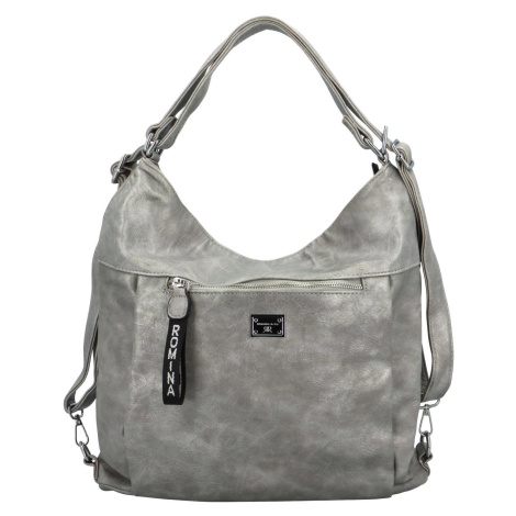 Stylový dámský koženkový kabelko-batoh Stafania, stříbrný ROMINA & CO