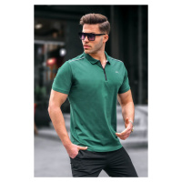 Madmext Men's Dark Green Basic Zippered Polo T-Shirt 6076