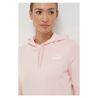 Mikina Puma dámská, růžová barva, s kapucí, s aplikací, 848332