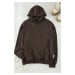 Trendyol Dark Brown Oversize/Wide Cut Fleece Inside Sweatshirt