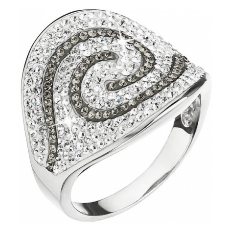 Evolution Group Stříbrný prsten s krystaly Swarovski bílo-šedý 35052.3