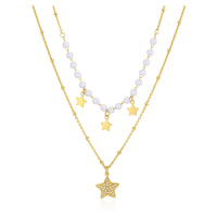 S`Agapõ Módní pozlacený dvojitý náhrdelník s hvězdami Wisdom SWI04