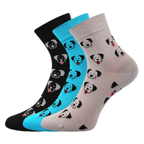 Dámské ponožky Lonka - Felixa pejsci, černá, tyrkys, šedá Barva: Mix barev