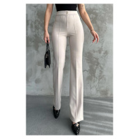 80272 Dewbery High Waist Slim Fit Wide Leg Pants-CREAM