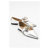 LuviShoes HELSI Women's Silver Bow Flat Flats