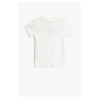 Koton Basic Short Sleeve T-Shirt Textured with Embroidered Detail