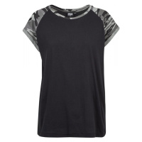 Ladies Contrast Raglan Tee - black/darkcamo