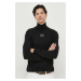 Vlněný svetr Armani Exchange pánský, černá barva, lehký, s golfem