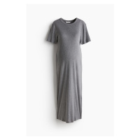 H & M - MAMA Žebrované tričkové šaty - šedá