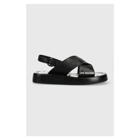 Kožené sandály Love Moschino dámské, černá barva, JA16263G0GIE100A